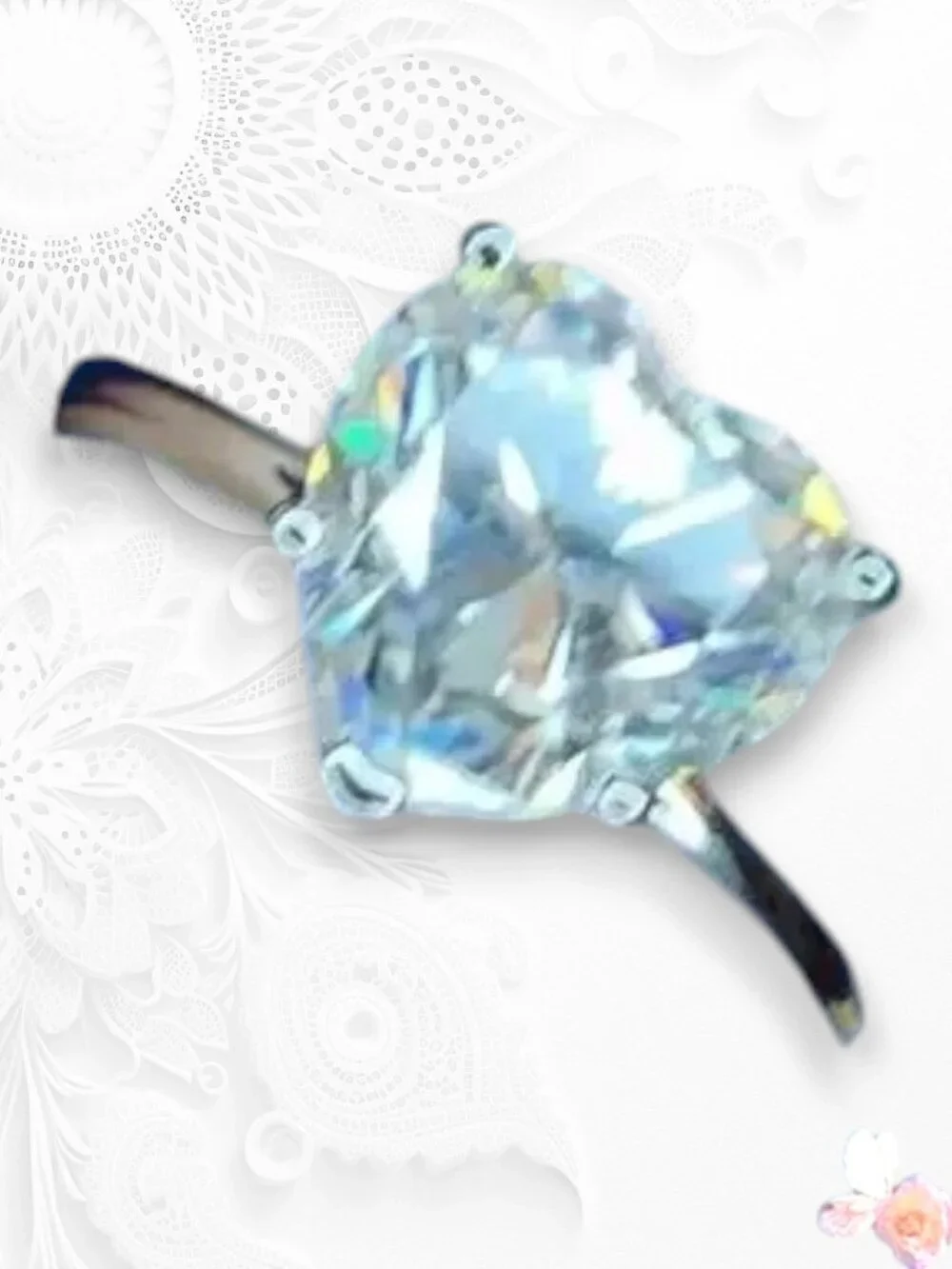 4Ct Heart Moissanite 925 Sterling Silver Ring 10mm Size 9 516
